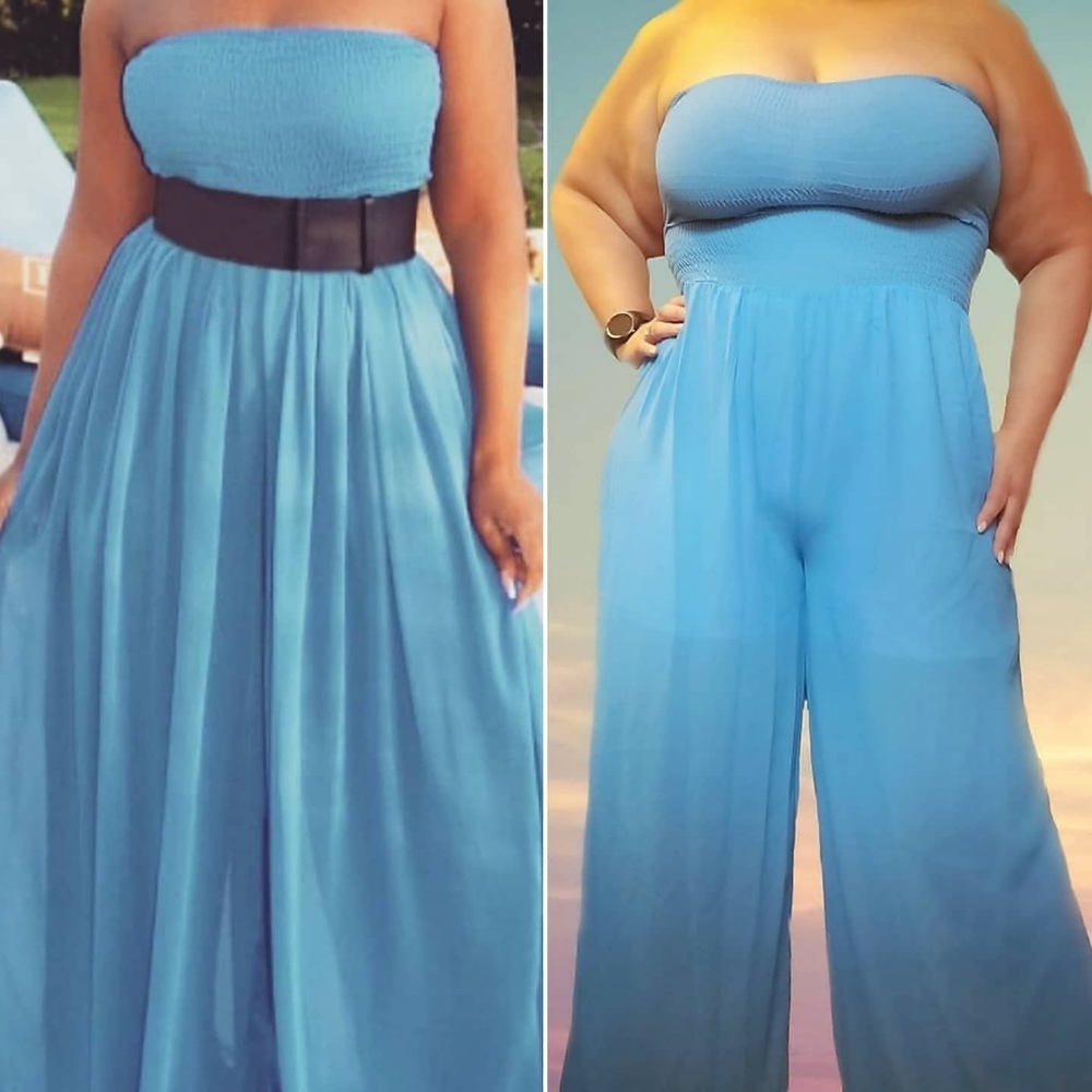 Summer Blue Jumpsuit Plus Size